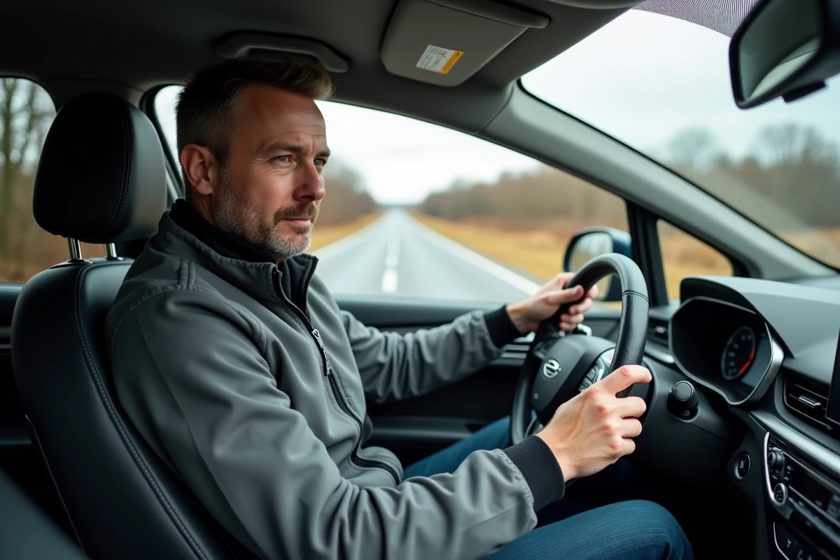 Conducteur testant les performances de son véhicule reprogrammé en stage 1 sur une route ouverte lors d'un essai routier